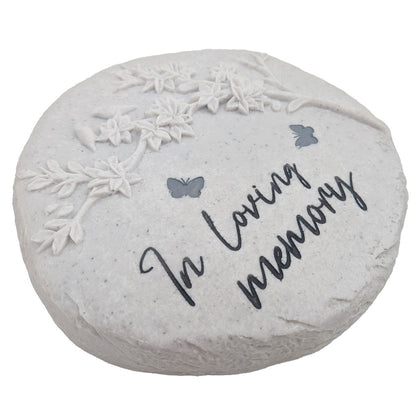 In Loving Memory Memorial Graveside Stepping Stone Floral Tree Bird Butterfly Garden Grave Plaque Ornament Tribute