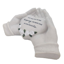 Load image into Gallery viewer, God Has You in His Keeping Memorial Hands Holding Heart Graveside or Garden Remembrance Ornament Plaque