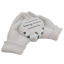 Load image into Gallery viewer, God Has You in His Keeping Memorial Hands Holding Heart Graveside or Garden Remembrance Ornament Plaque