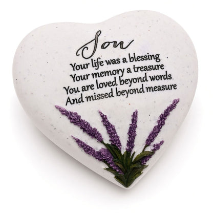 Special Son Graveside Memorial Lavender Flower Love Heart Grave Plaque Ornament Decoration