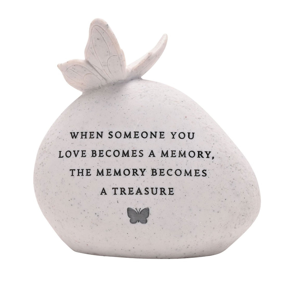 Memorial Butterfly Resin Stone Pebble Graveside Grave Ornament Memory Becomes a Treasure