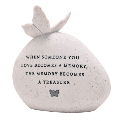 Memorial Butterfly Resin Stone Pebble Graveside Grave Ornament Memory Becomes a Treasure