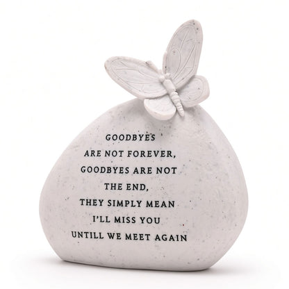 Memorial Butterfly Resin Stone Pebble Graveside Grave Ornament Goodbyes Are Not Forever