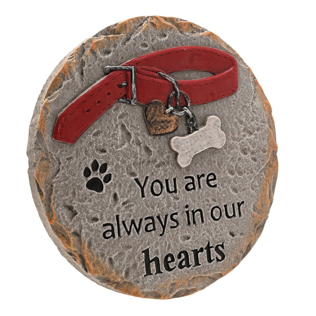 Always In Our Hearts Pet Dog Memorial Graveside Stepping Stone Paw Print Garden Grave Marker Plaque Ornament Tribute