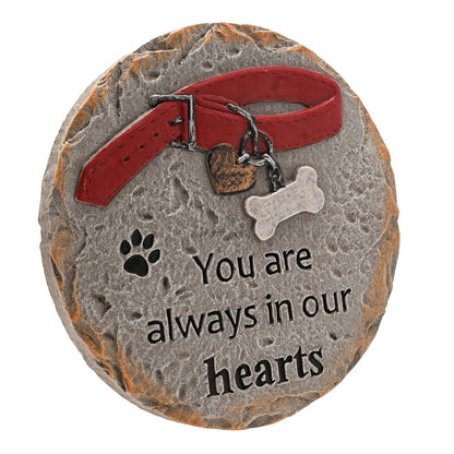 Always In Our Hearts Pet Dog Memorial Graveside Stepping Stone Paw Print Garden Grave Marker Plaque Ornament Tribute