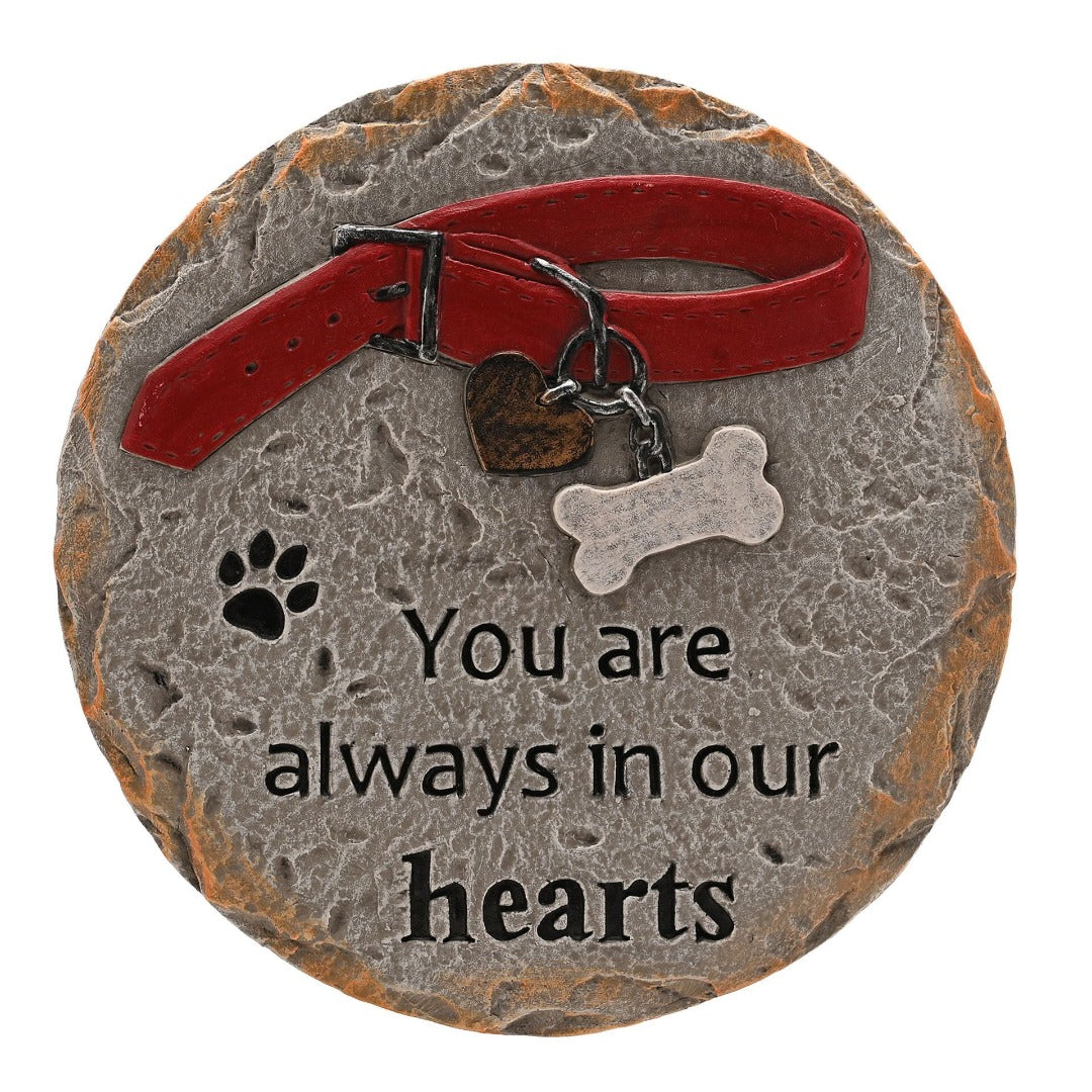 Always In Our Hearts Pet Dog Memorial Graveside Stepping Stone Paw Print Garden Grave Marker Plaque Ornament Tribute