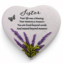 Load image into Gallery viewer, Special Sister Graveside Memorial Lavender Flower Love Heart Grave Plaque Ornament Decoration