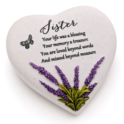 Special Sister Graveside Memorial Lavender Flower Love Heart Grave Plaque Ornament Decoration