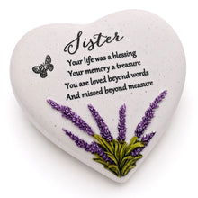 Load image into Gallery viewer, Special Sister Graveside Memorial Lavender Flower Love Heart Grave Plaque Ornament Decoration