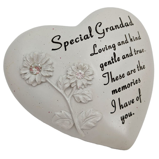 Special Grandad Diamante Flower Graveside Memorial Love Heart Grave Plaque Ornament Decoration