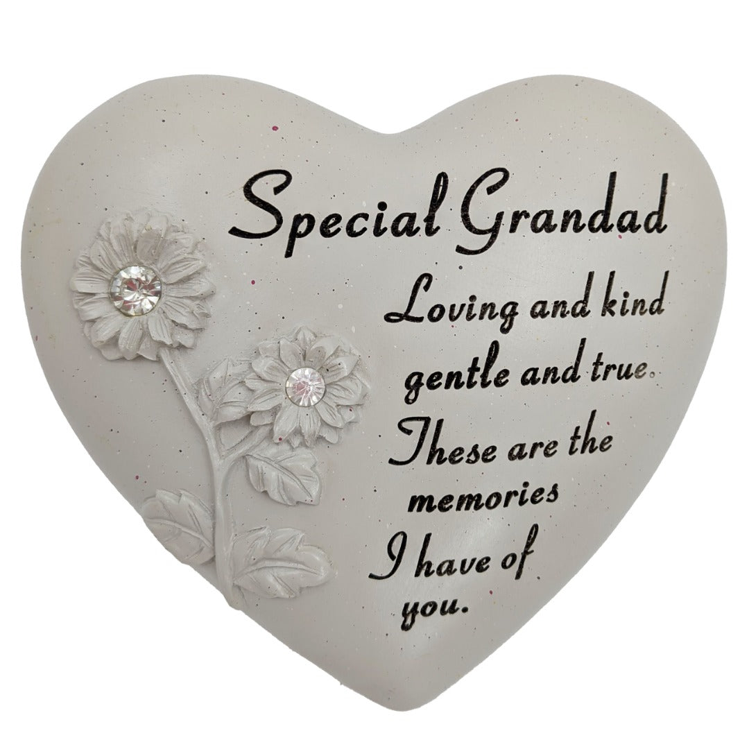 Special Grandad Diamante Flower Graveside Memorial Love Heart Grave Plaque Ornament Decoration