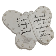 Load image into Gallery viewer, Special Grandma and Grandad Diamante Butterfly Graveside Grave Memorial Plaque Ornament