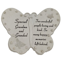 Load image into Gallery viewer, Special Grandma and Grandad Diamante Butterfly Graveside Grave Memorial Plaque Ornament