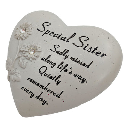 Special Sister Diamante Flower Graveside Memorial Love Heart Grave Plaque Ornament Decoration