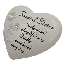 Load image into Gallery viewer, Special Sister Diamante Flower Graveside Memorial Love Heart Grave Plaque Ornament Decoration