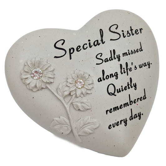 Special Sister Diamante Flower Graveside Memorial Love Heart Grave Plaque Ornament Decoration