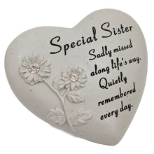 Load image into Gallery viewer, Special Sister Diamante Flower Graveside Memorial Love Heart Grave Plaque Ornament Decoration
