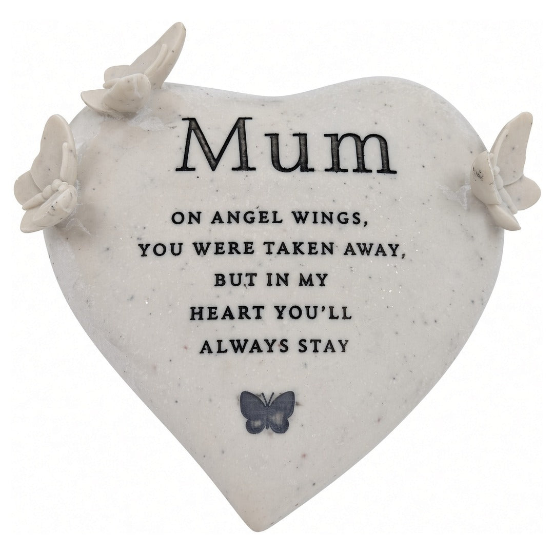 Mum butterfly heart memorial ornament front view