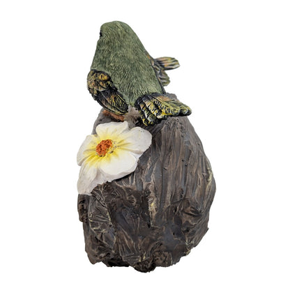 Nan and Grandad lovebirds on log memorial ornament side view