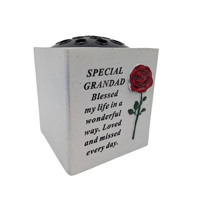 Special Grandad Small Memorial Grave Vase with Rose