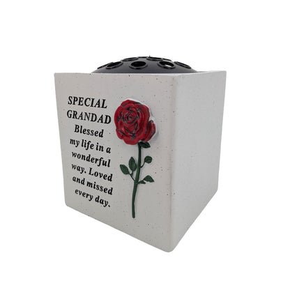 Special Grandad Small Memorial Grave Vase with Rose