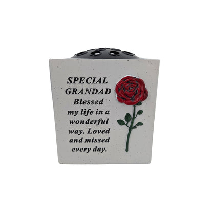 Special Grandad Small Memorial Grave Vase with Rose