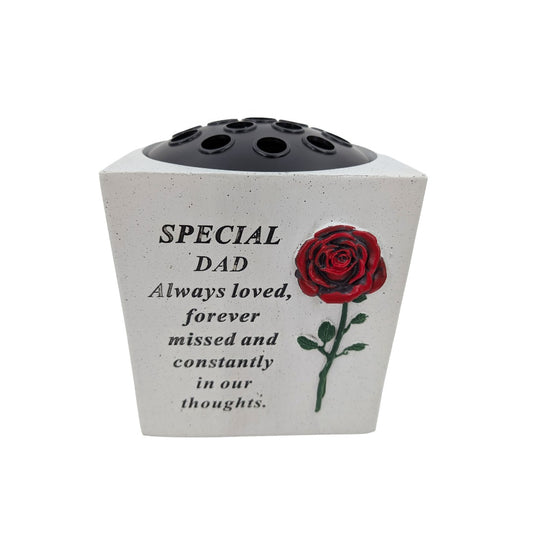 Special Dad Small Memorial Grave Vase with Rose