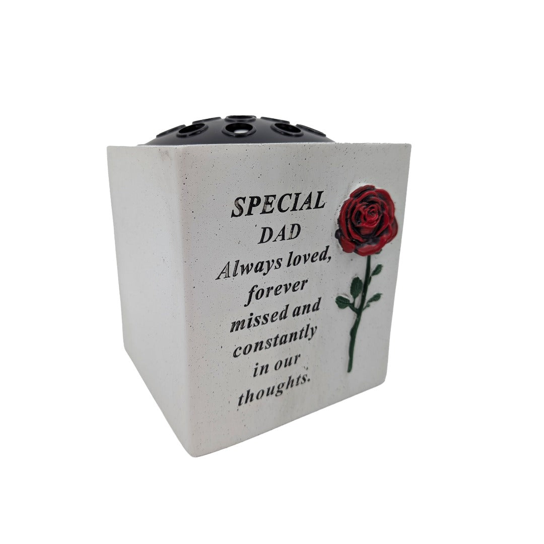 Special Dad Small Memorial Grave Vase with Rose