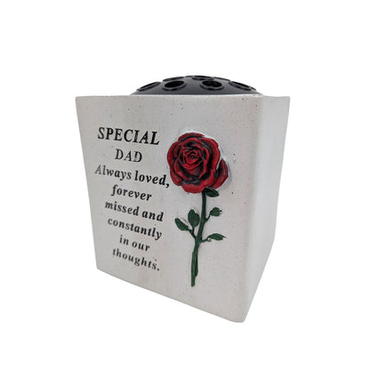 Special Dad Small Memorial Grave Vase with Rose