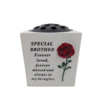 Special Brother Small Memorial Grave Vase with Rose Graveside Flower Pot