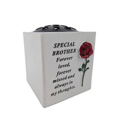 Special Brother Small Memorial Grave Vase with Rose Graveside Flower Pot