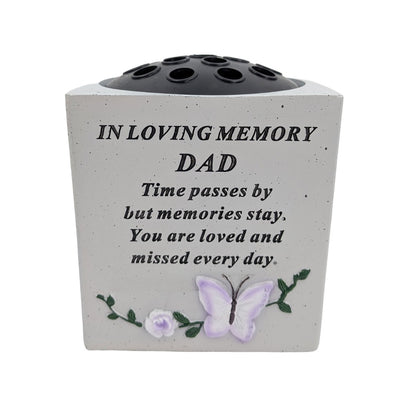 Special Dad Small Memorial Grave Vase with Butterfly Rose