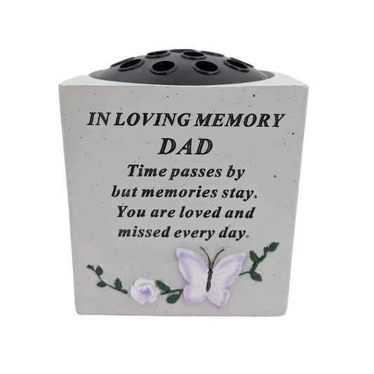 Special Dad Small Memorial Grave Vase with Butterfly Rose