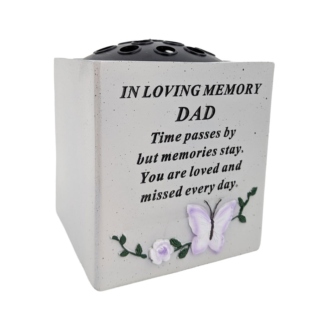 Special Dad Small Memorial Grave Vase with Butterfly Rose