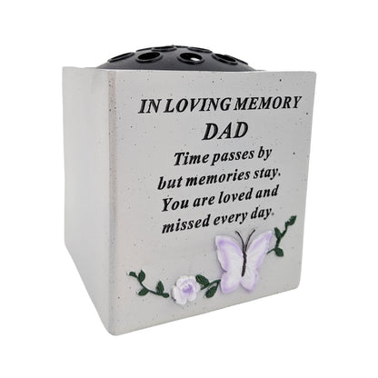 Special Dad Small Memorial Grave Vase with Butterfly Rose