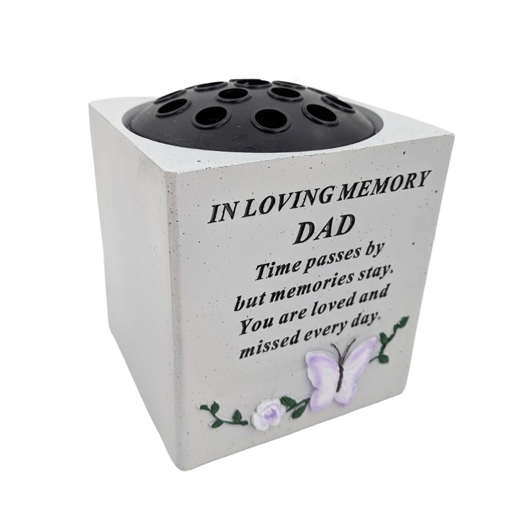 Special Dad Small Memorial Grave Vase with Butterfly Rose