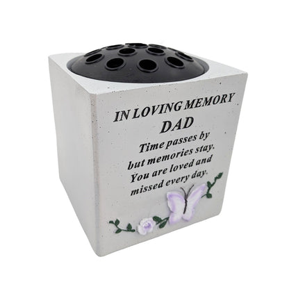 Special Dad Small Memorial Grave Vase with Butterfly Rose