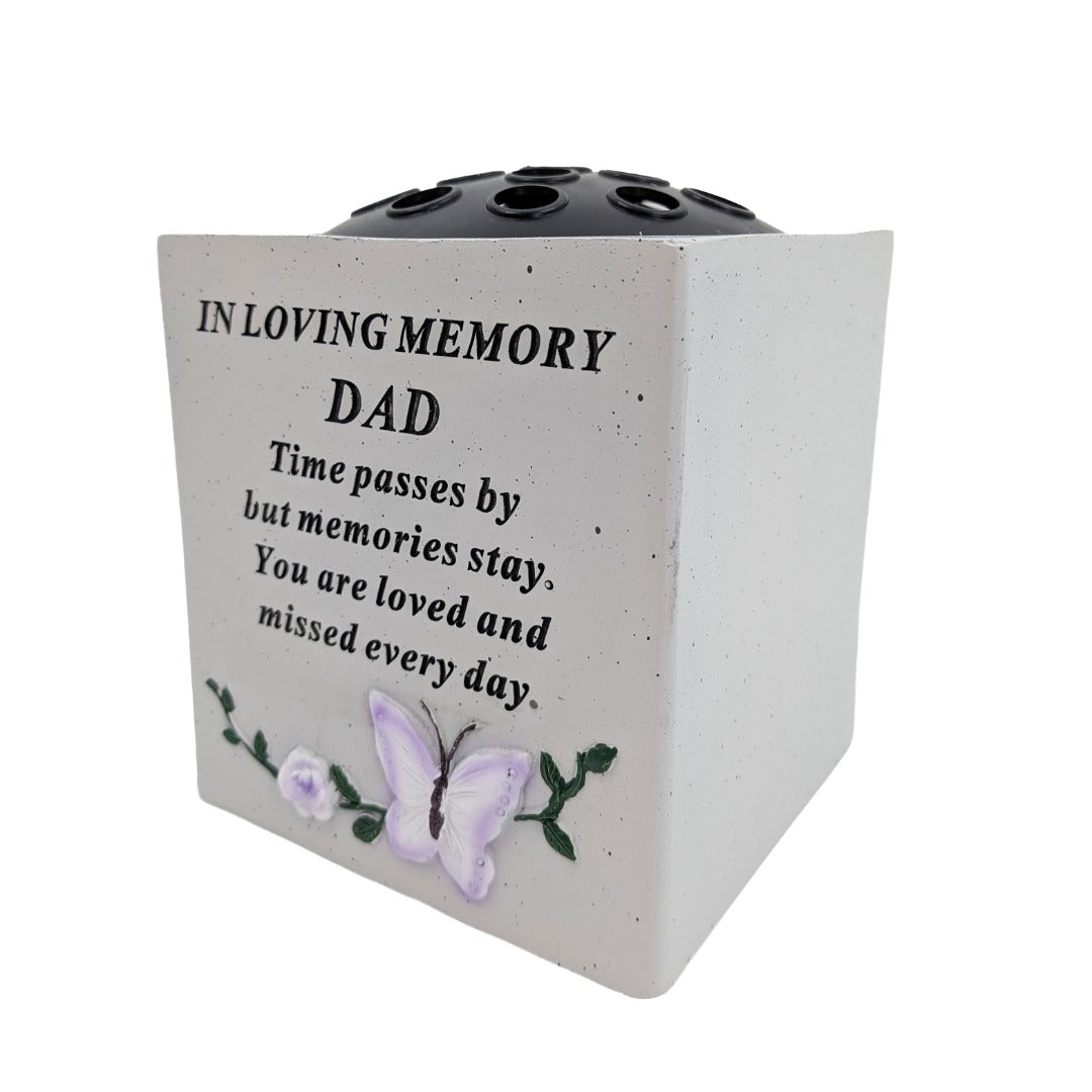Special Dad Small Memorial Grave Vase with Butterfly Rose