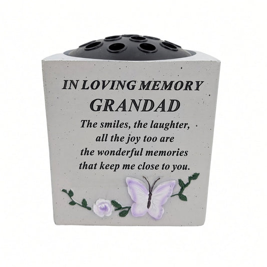Special Grandad Small Memorial Grave Vase with Butterfly Rose