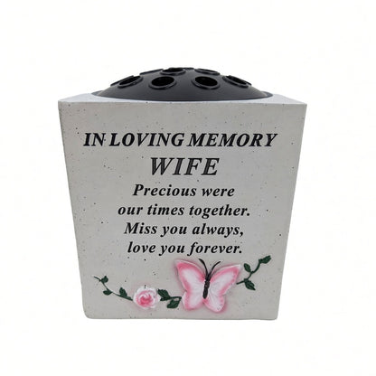 Special Wife Small Memorial Grave Vase with Butterfly Rose