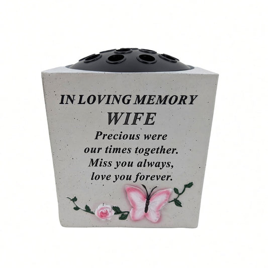 Special Wife Small Memorial Grave Vase with Butterfly Rose