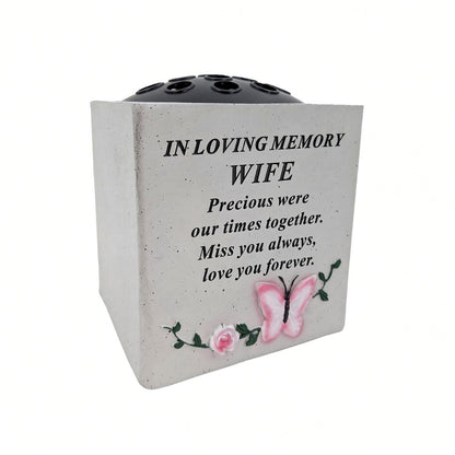 Special Wife Small Memorial Grave Vase with Butterfly Rose