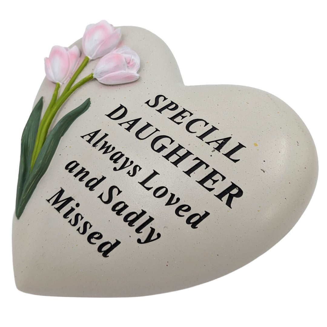 Special Daughter Memorial Heart Plaque Ornament with Tulips