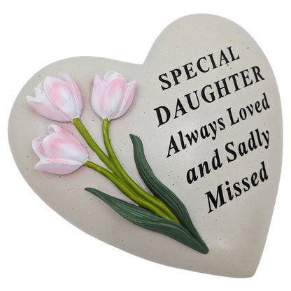 Special Daughter Memorial Heart Plaque Ornament with Tulips