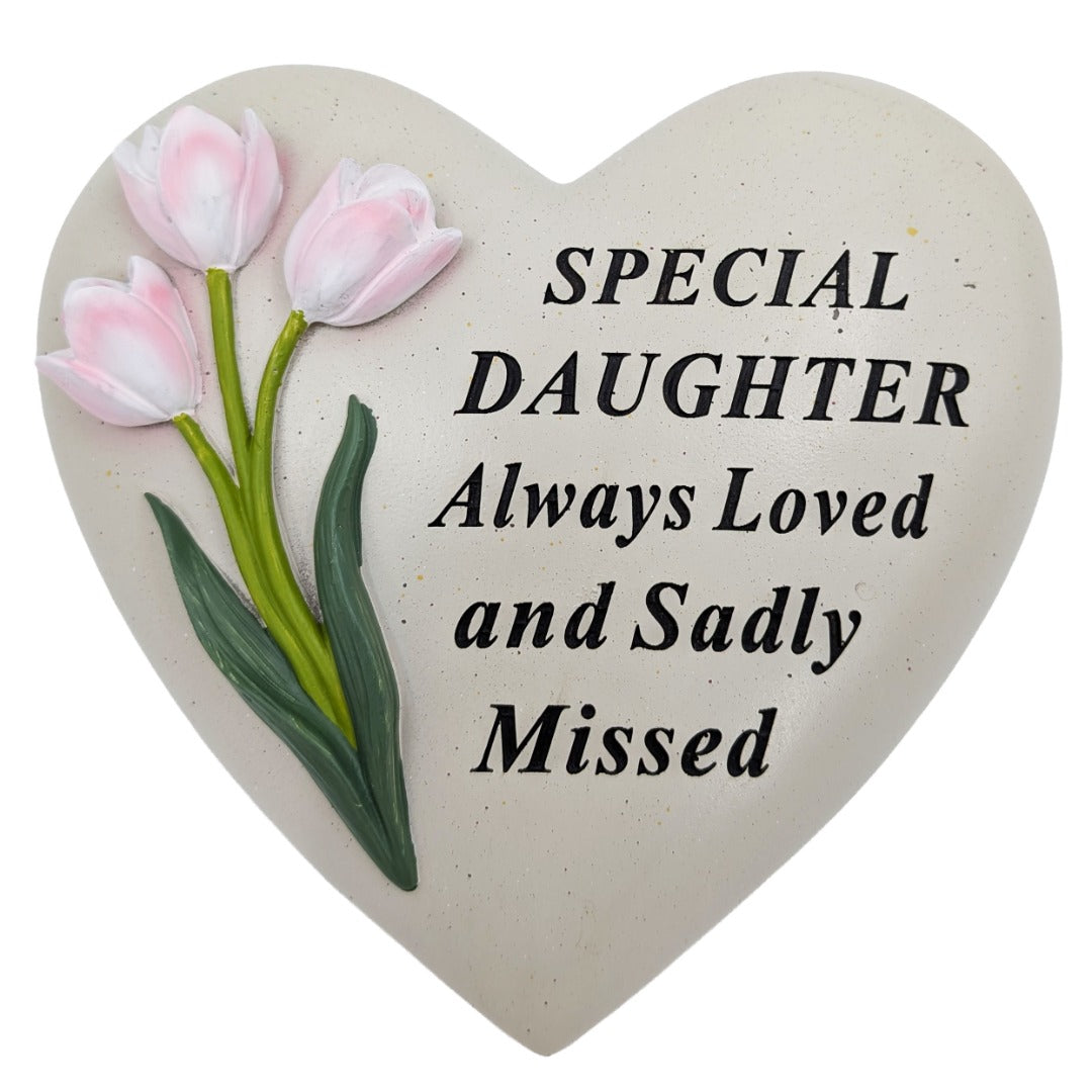Special Daughter Memorial Heart Plaque Ornament with Tulips
