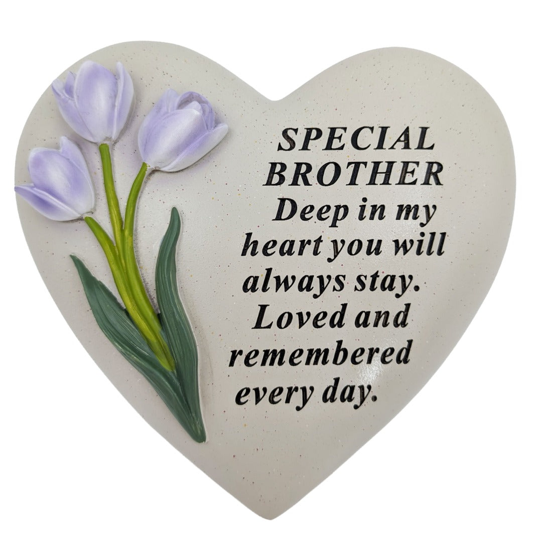 Special Brother Memorial Heart Plaque Ornament with Tulips
