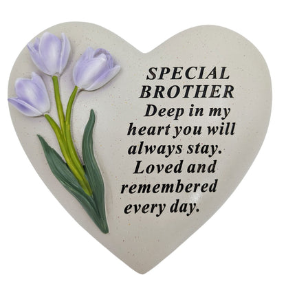Special Brother Memorial Heart Plaque Ornament with Tulips