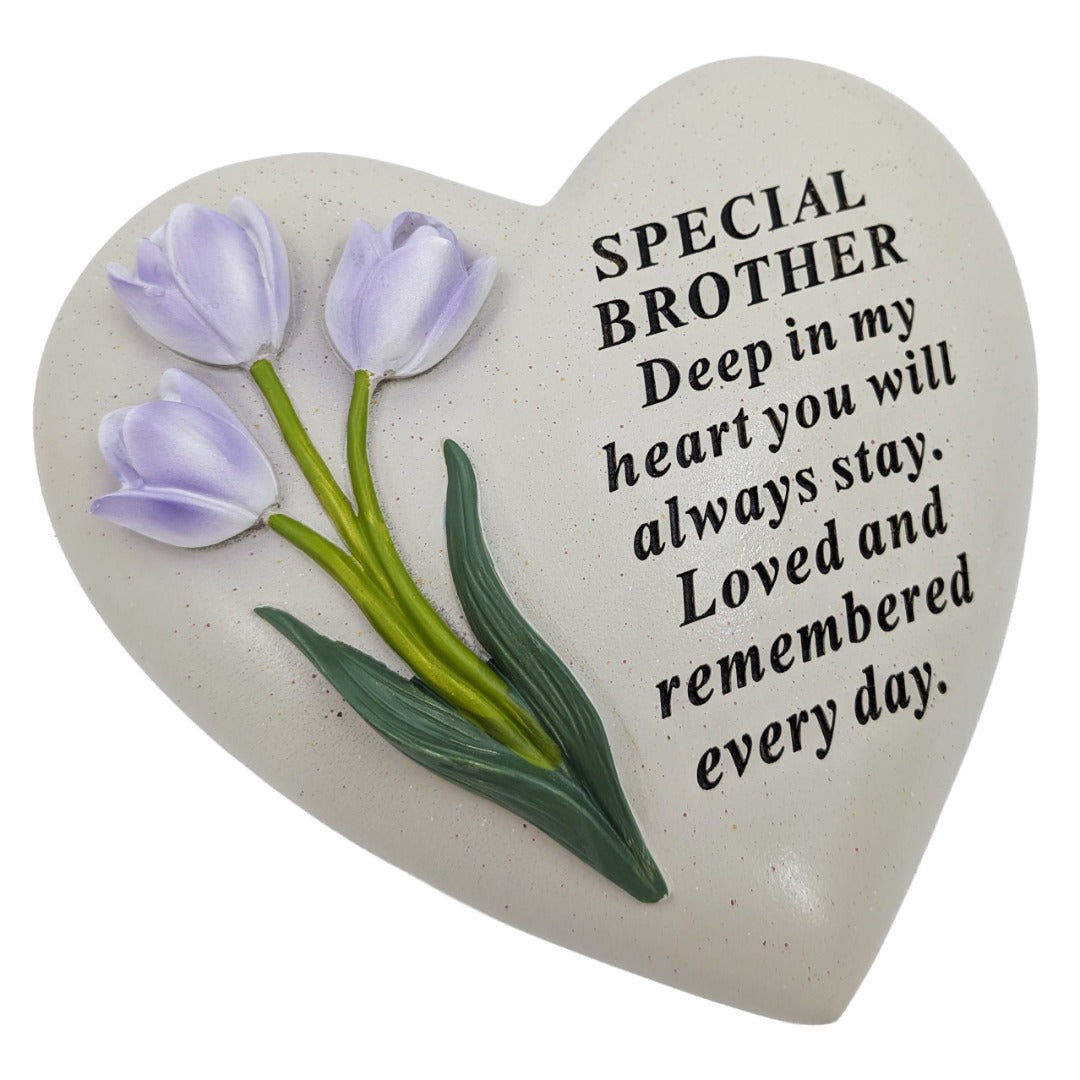 Special Brother Memorial Heart Plaque Ornament with Tulips
