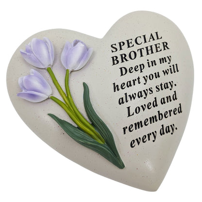 Special Brother Memorial Heart Plaque Ornament with Tulips