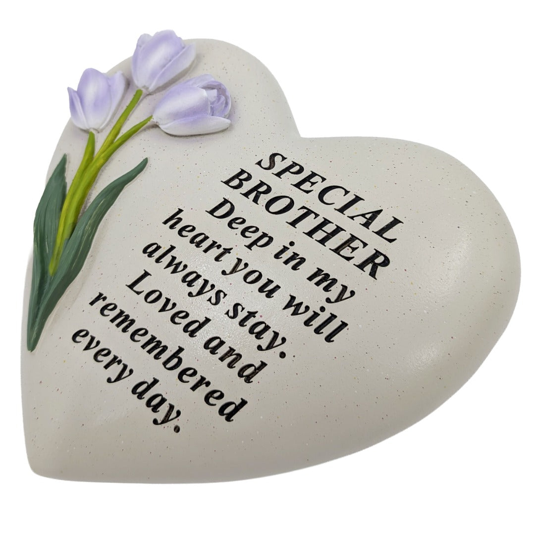 Special Brother Memorial Heart Plaque Ornament with Tulips